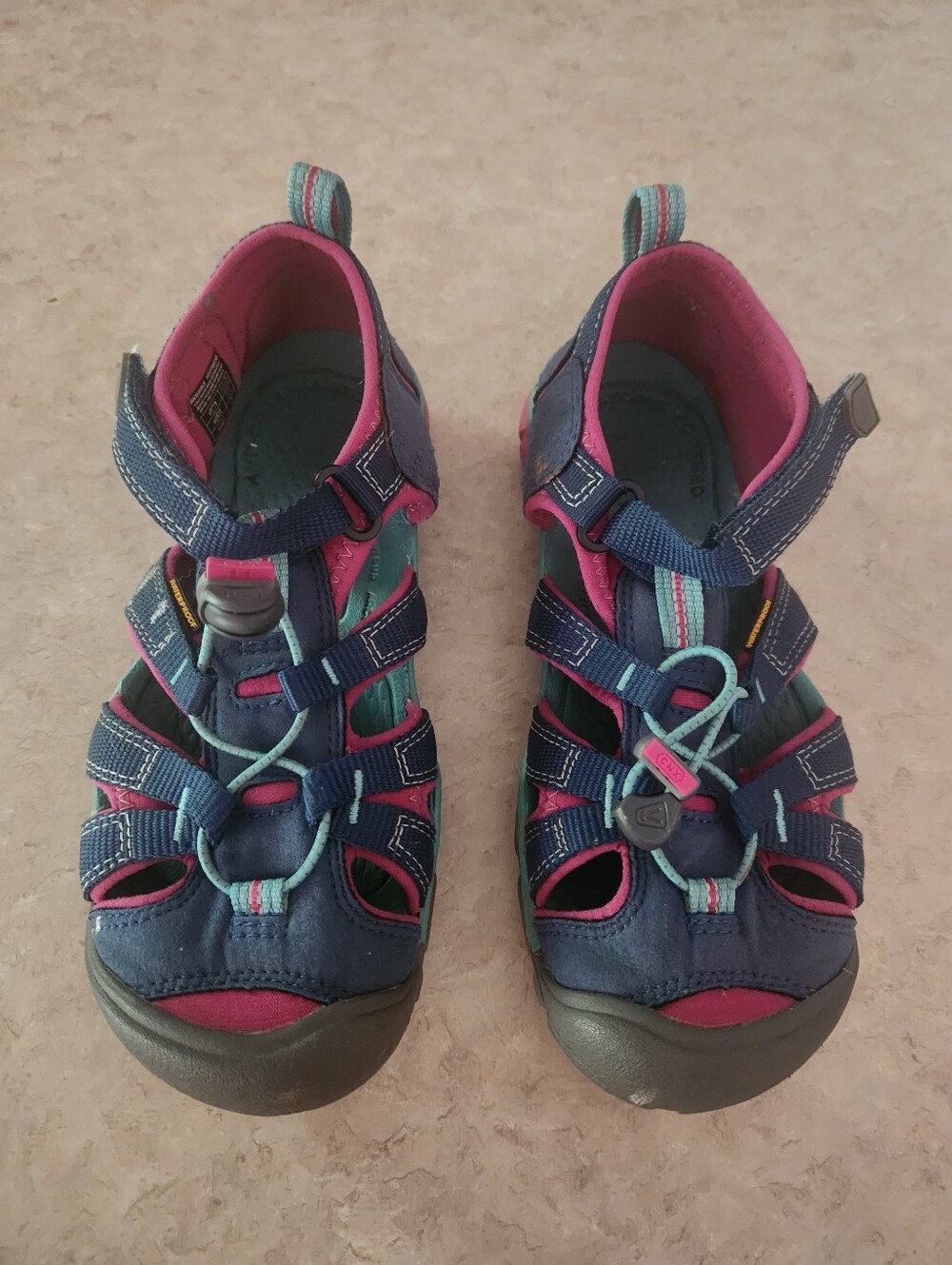 Keen Girls Navy Blue and Pink Closed-Toe Sport Sandals